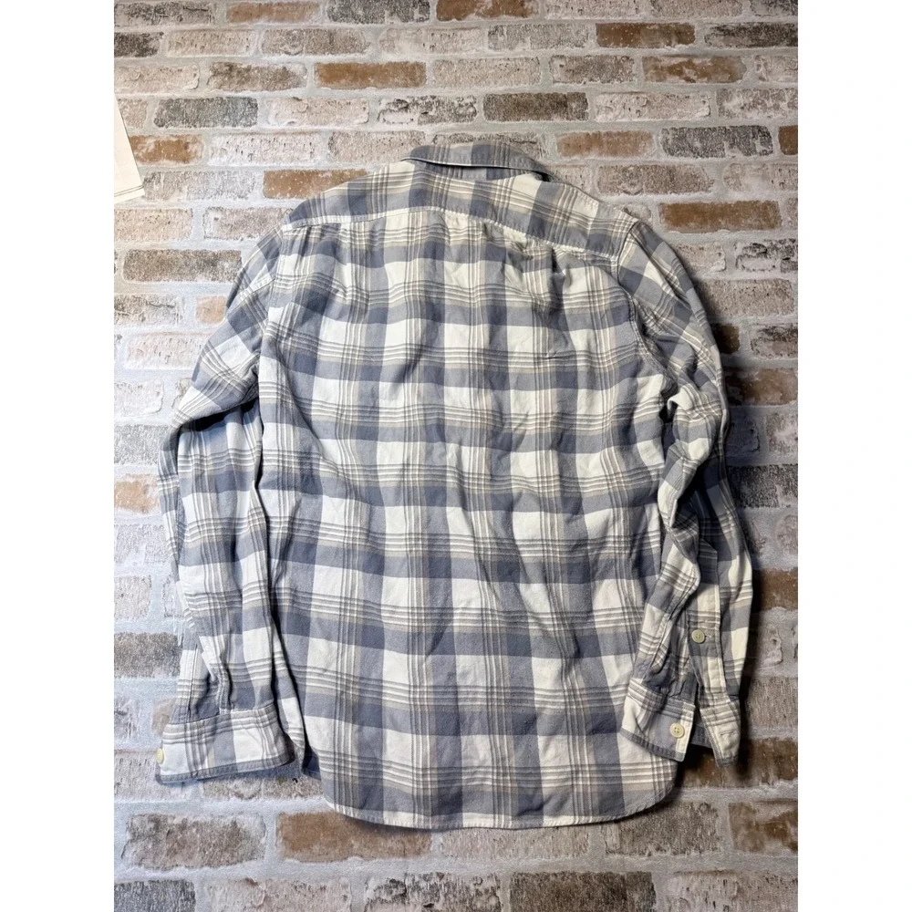 J.Crew Mens Blue White Plaid Flannel Button Down Shirt Small 100% Cotton
